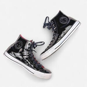 RARE Converse Chuck Taylor All Star Patent Leather Black Hi Sneakers - M9, W11